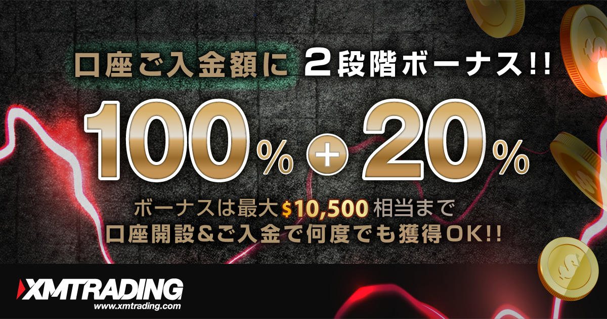 XMTrading 最大 $10,500迄の2段階入金ボーナス加算キャンペーン